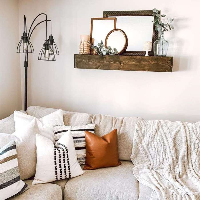 Living room wall shelf decor ideas